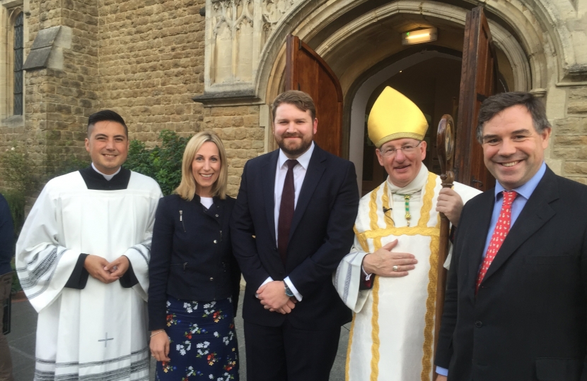 St John's Church where the Bishop of Arundel and Brighton assisted by Parish Priest Fr Aaron inducted new Heads, Mrs Bono and Mr Field to Horsham Schools this week.