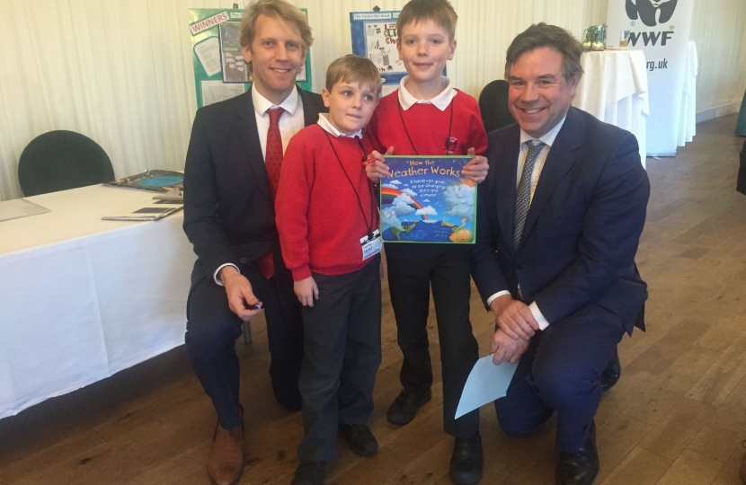 Celebrating with Adam Cort and Toby Capel of William Penn School.  Adam won a WWF national competition to produce a poster of "The Earth We Want".  He was presented with a cheque for £500 for his school by triple Olympic medalist Andrew Triggs Hodge in Parliament this week.