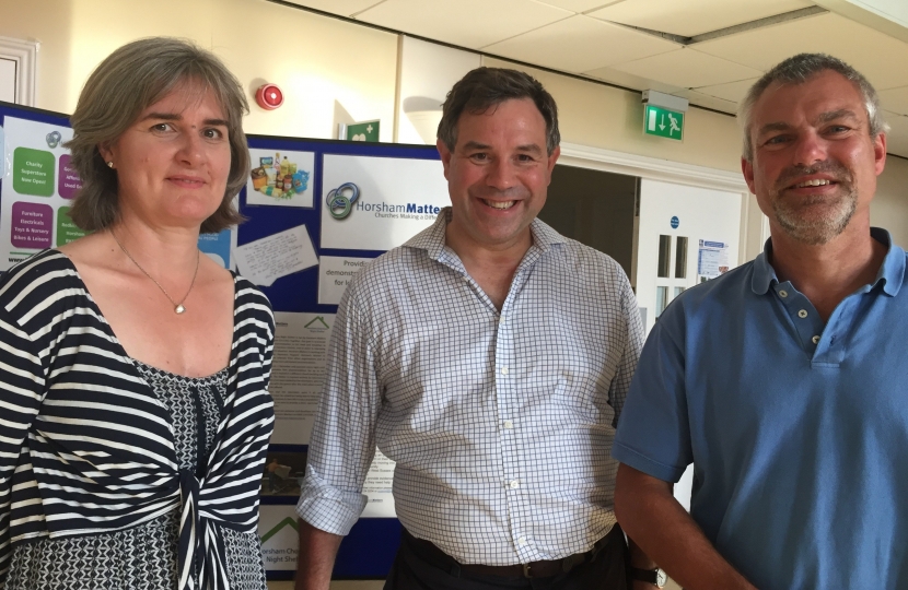 Meeting David Sheldon and Ruth Hodgson of Horsham Matters earlier this year to discuss the varied local work the charity undertakes.