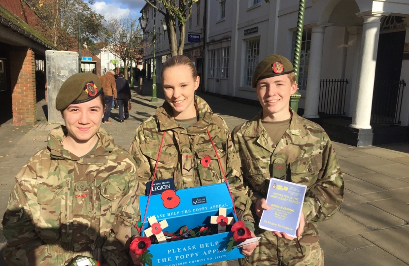Members of the Horsham detachment, Army Cadet Force collecting in Carfax for the Poppy Day Appeal.