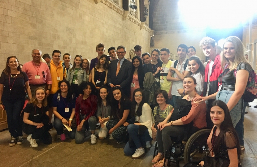 Recently meeting a large team from Collyers - including many student visitors from Spain - who it was (as ever) a pleasure to show round Parliament.