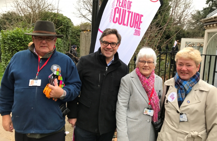  Attending the Horsham District Year of Culture launch at Horsham Park on Saturday with the Chairman of HDC, Peter Burgess, Cllr Toni Bradnum and Cllr Karen Burgess. 