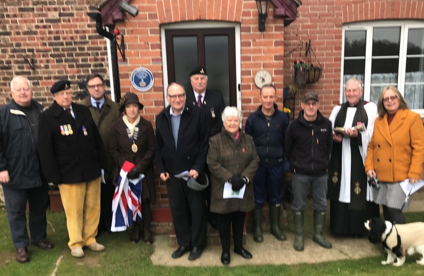 Jeremy Quin joined Turners Hill Parish Councillors, Royal British Legion and local people  in Rowfant on Saturday for the unveiling of a plaque commemorating, one of the fallen of the Great War on his old home: a project initiated in the year of the 100th Anniversary and which still continues.
